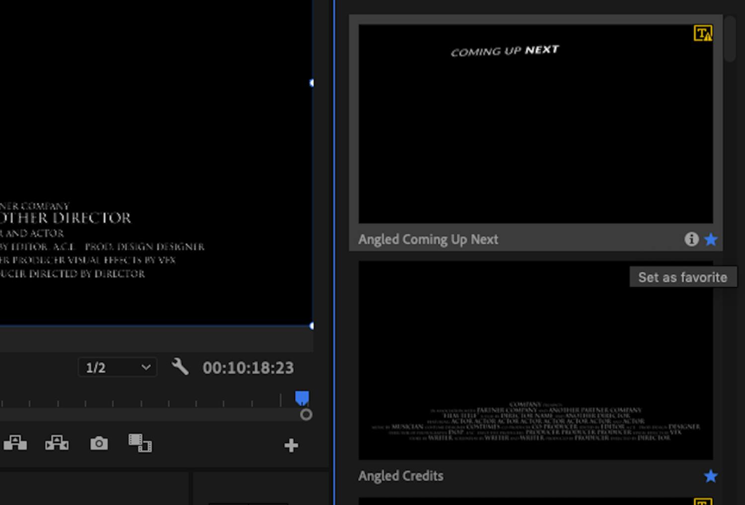 Sådan vælger du en overgang som favorit.